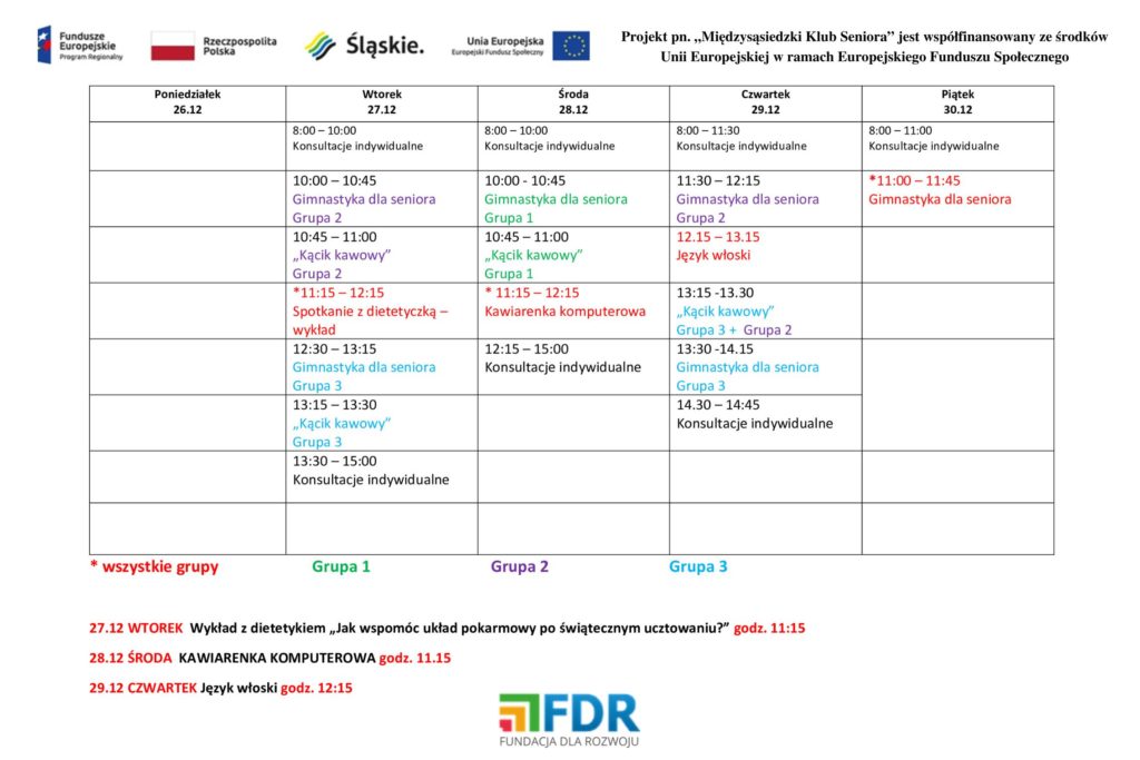 Fundacja Dla Rozwoju Klub Seniora Grafik