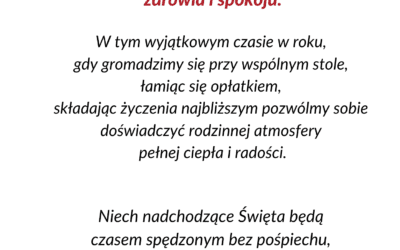 Z okazji zbliżających się Świąt Bożego Narodzenia