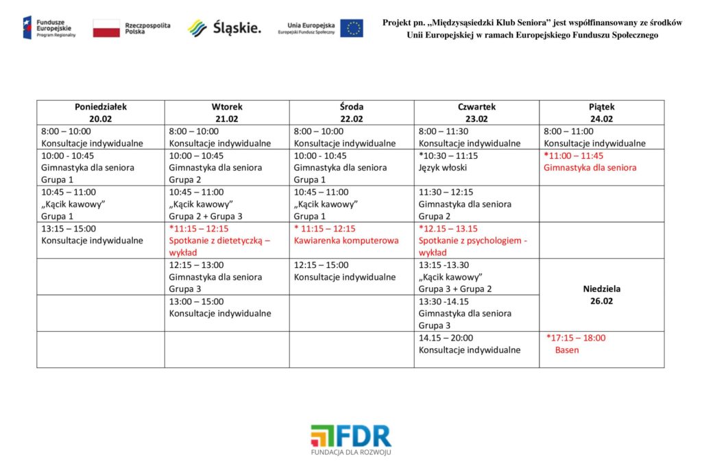 Fundacja Dla Rozwoju Klub Seniora Grafik