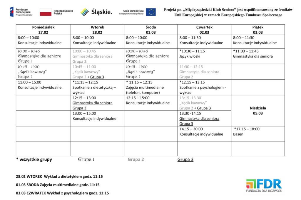 Fundacja Dla Rozwoju Klub Seniora Grafik