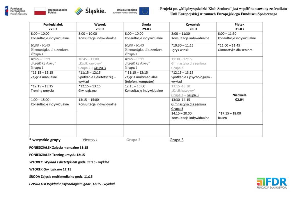 Fundacja Dla Rozwoju Klub Seniora Grafik