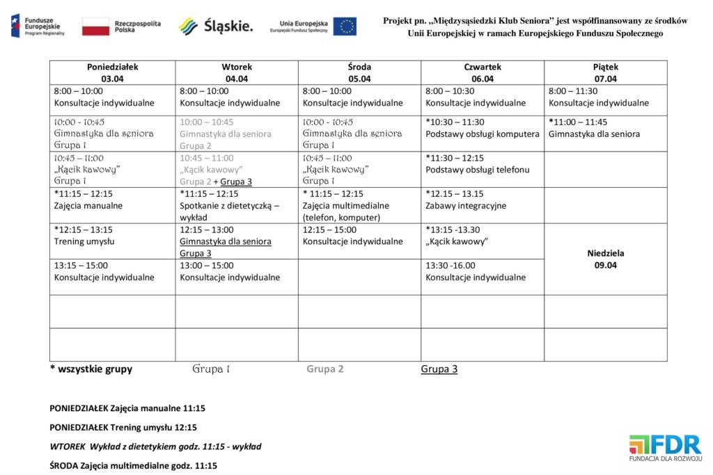 Fundacja Dla Rozwoju Grafik Klub Seniora