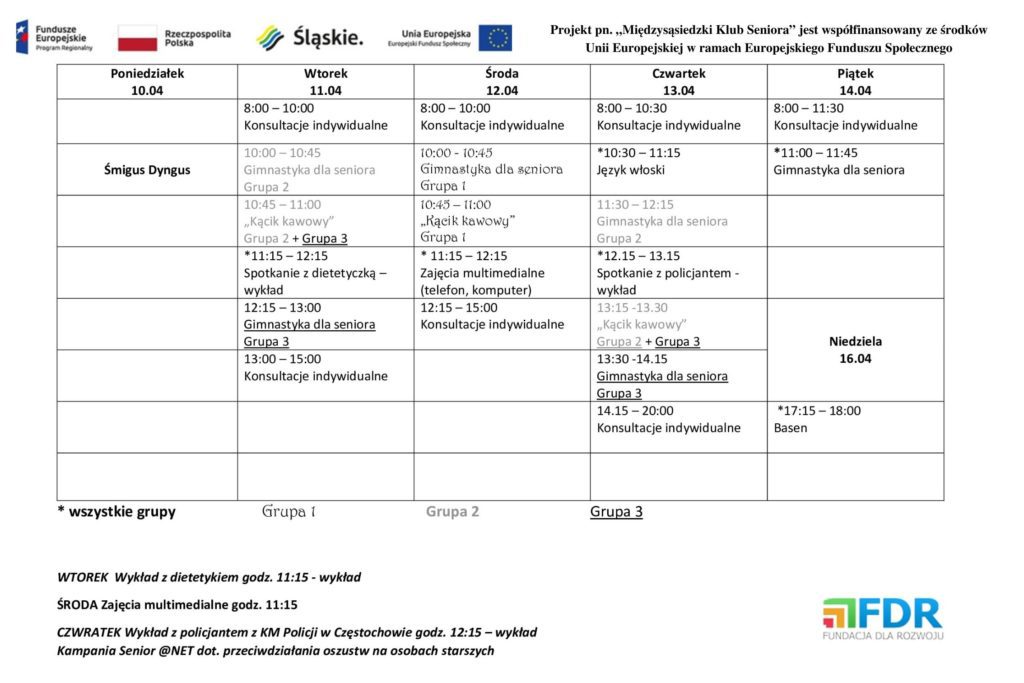 Fundacja Dla Rozwoju Klub Seniora Grafik