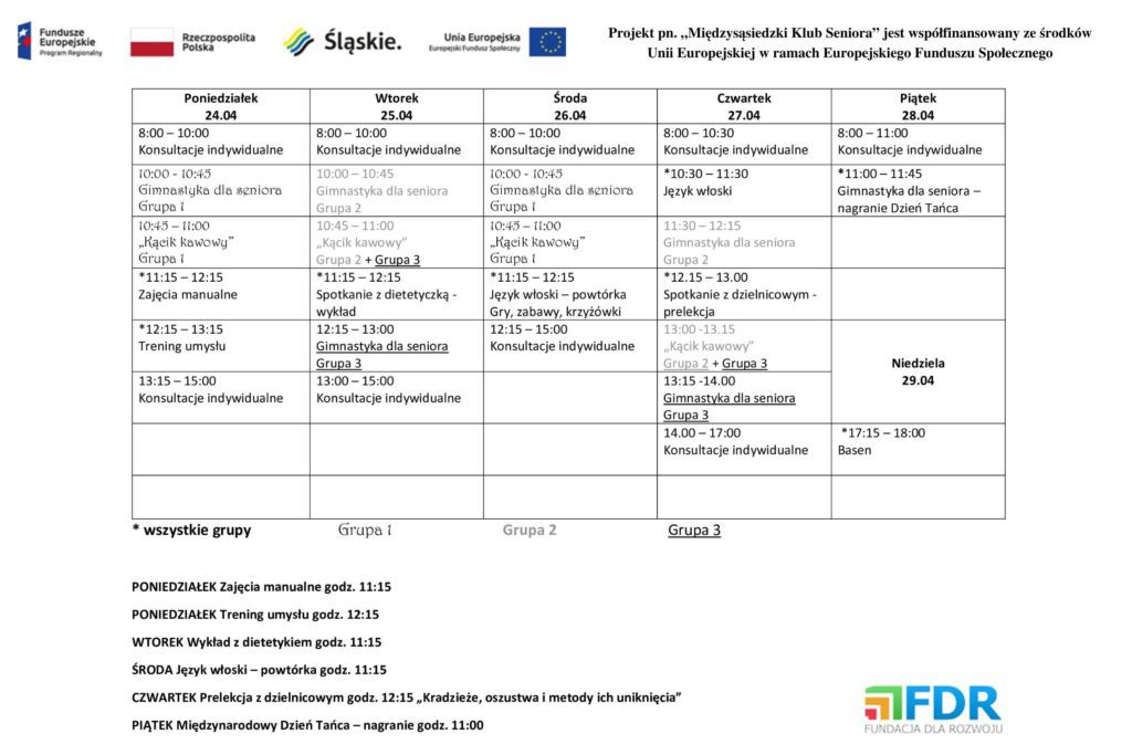 Fundacja Dla Rozwoju Klub Seniora Grafik