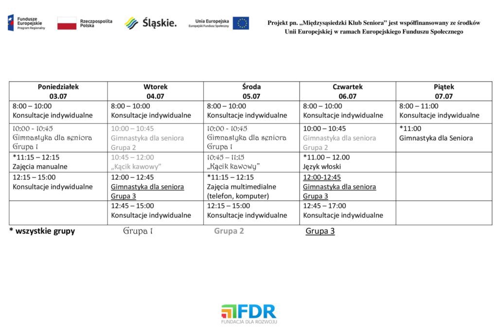 Fundacja Dla Rozwoju Klub Seniora Grafik 